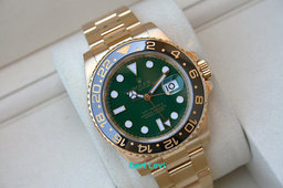 ROLEX 116718 GMT MASTER II 18K YELLOW GOLD GREEN DIAL