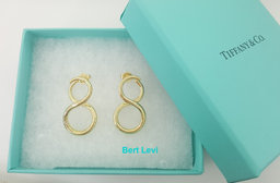 Tiffany & Co Infinity Large 18K Yellow Gold Stud Earrings 14.3 Grams 1.2" 1990’s