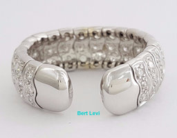 Round Brilliant Diamond Flexible Wedding Band Statement Ring 1 ct 18K White Gold
