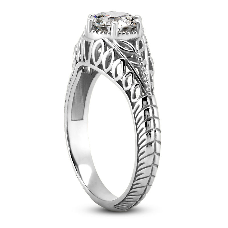 Thumbnail: Ladies 14KT White Gold Platinum Antique Engagement Ring ENR9535-1