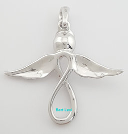 Diamond Infinity Angel Pendant 0.06 ct 14k White Gold 22.5mm 1.4 Grams