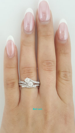 Ever Us Two Stone Round Diamond Engagement Ring Set 14k White Gold 1.12 ct $3648