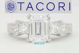TACORI Platinum 3-Stone Semi-Mount Engraved Engagement Ring 0.60 ct  Rtl $8,220