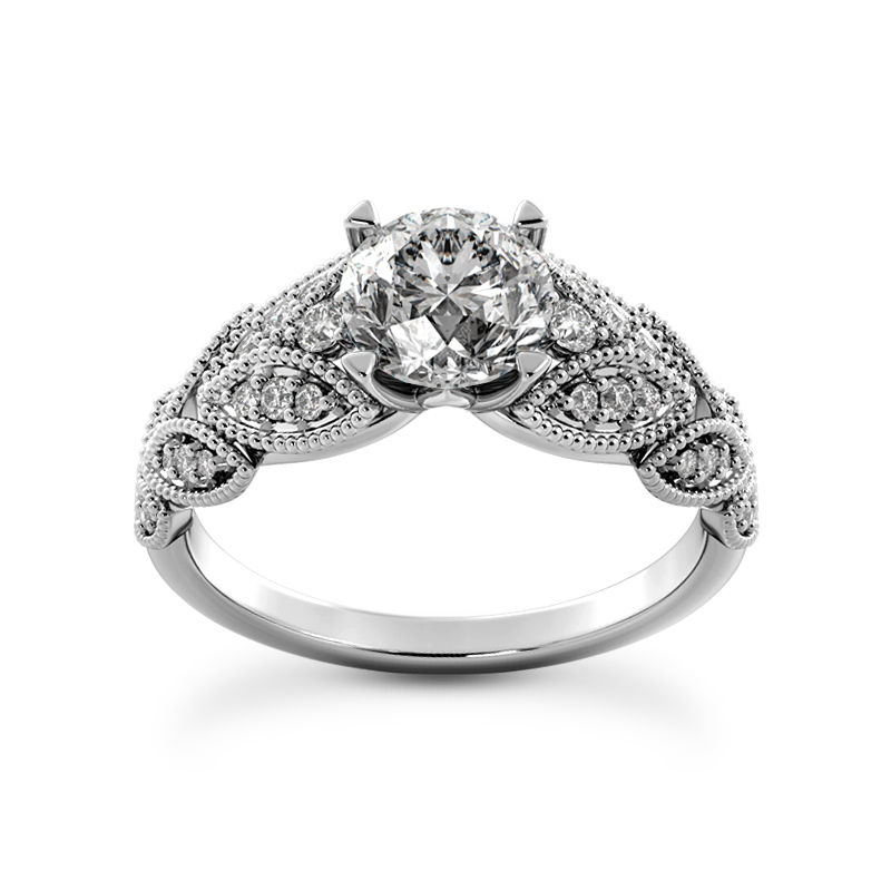 Ladies 14KT White Gold Platinum Fancy Engagement Ring ENR9560-1