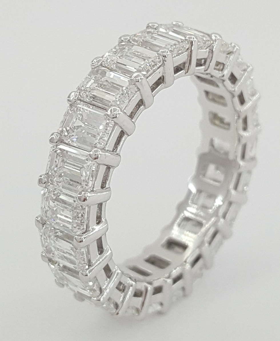 Thumbnail: Emerald Cut Diamond Full Circle Eternity Wedding Ring 5.35 ct Platinum 4.8mm Sz6
