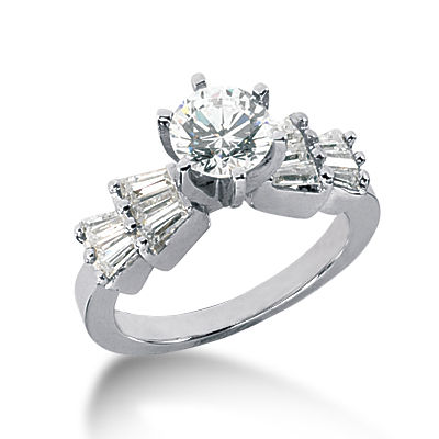 Ladies 14KT White Gold Platinum Fancy Engagement Ring ENR1025