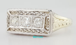 Antique Art Deco Old European Diamond Ring 0.3 ct 2-Tone Gold