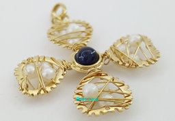 Flower Cross Pendant 14k Yellow Gold Pearl 36.7mm (1.44") 4.3 Grams