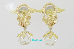 Vintage Julius Cohen 4.37 ct Briolette Diamond 18k Angel Drop Ear-Clip Earrings