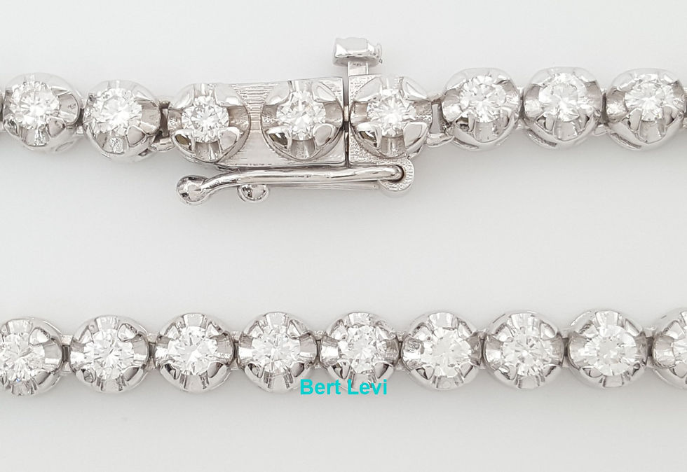 Thumbnail: Round Diamond 14K White Gold Straight Line Tennis Necklace 4 ct 15" Rtl $15K
