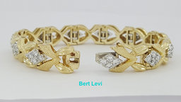 Vintage 1.76 ct Round Cut Diamonds 14K Gold Ribbon Tennis Bracelet 31 Grams 6"