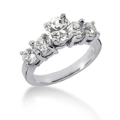 Ladies 14KT White Gold Platinum Fancy Engagement Set ENS299-A