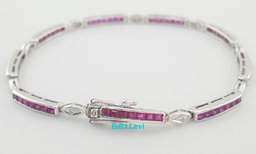 Ruby & Diamond 18k White Gold Bracelet 2 ct 7.25" Retail $4,495