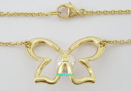 Mikimoto Butterfly Necklace 18k Yellow Gold 7mm Akoya Pearl 18" 6.9 Grams