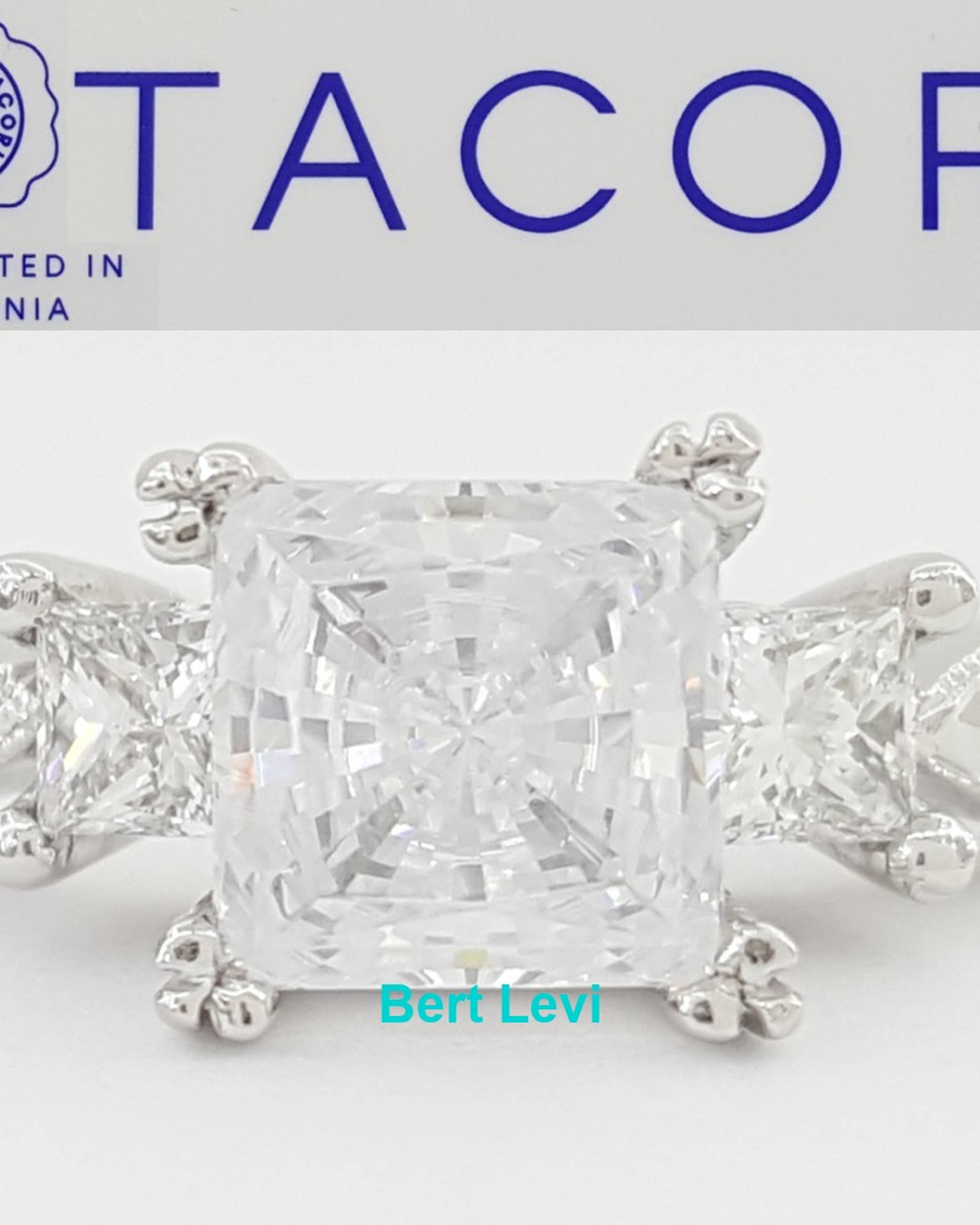 Tacori Princess Cut 3-Stone Engagement Ring Semi-Mount 0.3 ct Platinum Rt $4,860
