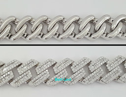 Cuban Chain Diamond 29.28 ct 14K White Gold 17.5 mm Necklace 345.7 Grams 22"
