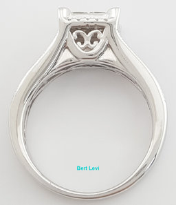 Princess Cut Diamond Invisible Set Halo Engagement Ring 0.65 ct 14K White Gold