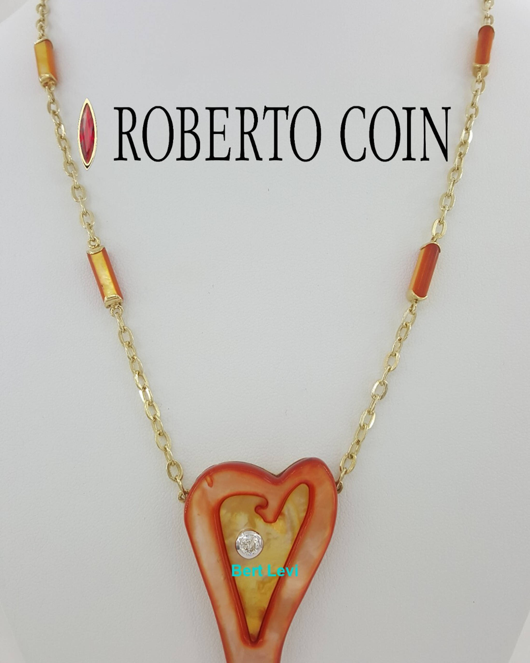 Roberto Coin Diamond Mother of Pearl 18k Gold Necklace 0.25 ct 27.3 Grams 18-20”