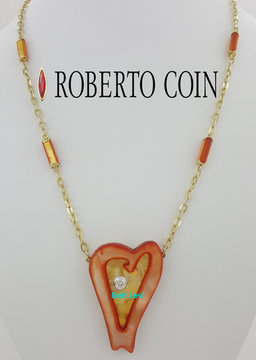 Roberto Coin Diamond Mother of Pearl 18k Gold Necklace 0.25 ct 27.3 Grams 18-20”