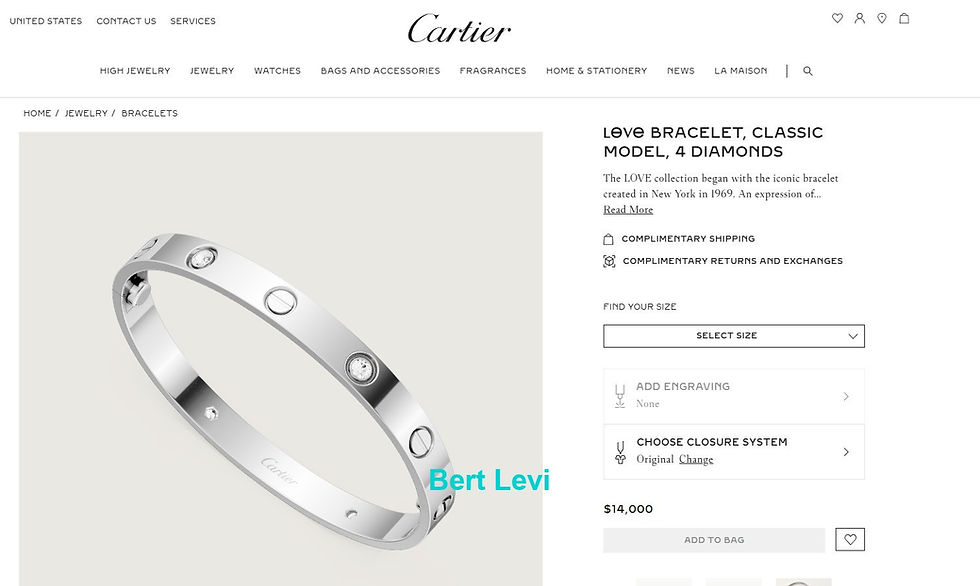 Thumbnail: Cartier LOVE 18K White Gold 4 Diamonds 0.42 ct Bracelet SZ 16 Rtl $14,000