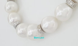 South Sea Pearl Diamond Choker Necklace 1.5 ct 16.5" 18k White Gold