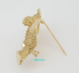 Vintage 14K Yellow Gold 0.06 ct Diamond Teddy Bear Brooch Pin 11.2 grams 35mm
