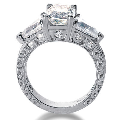 Thumbnail: Ladies 14KT White Gold Platinum Three Stones Engagement Ring ENR2909