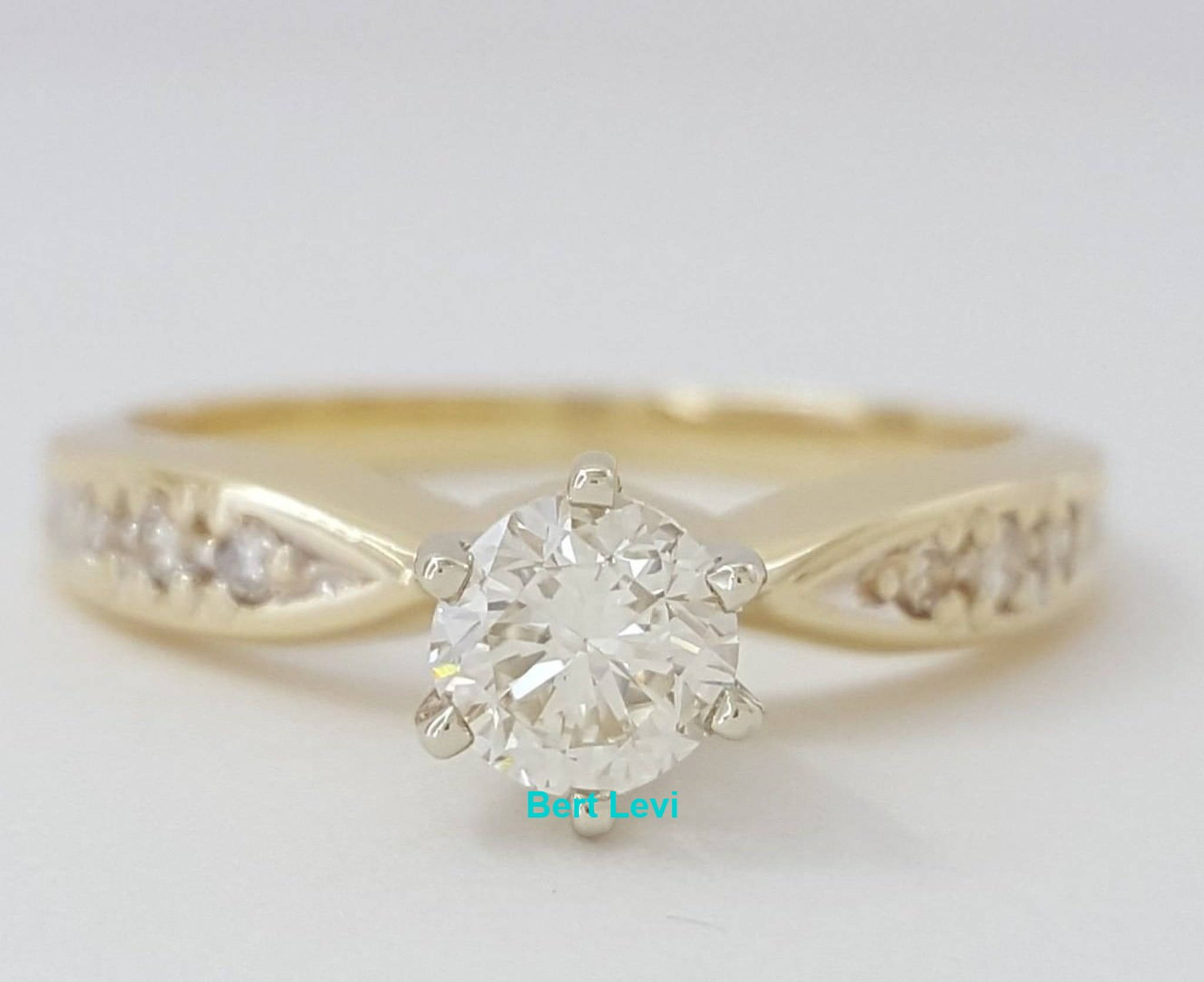 0.41 ct 14K Yellow Gold Round Brilliant Cut Diamond Solitaire Engagement Ring 