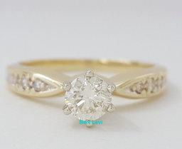 0.41 ct 14K Yellow Gold Round Brilliant Cut Diamond Solitaire Engagement Ring 