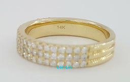 0.57 ct 3 Three Row Diamond Pave Half Circle Wedding Anniv. Ring 14k Gold Sz 6