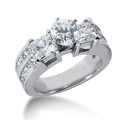 Ladies 14KT White Gold Platinum Fancy Engagement Ring ENR3060