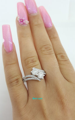 Bypass Crossover 2-Stone Round Diamond Engagement Ring 1.3 ct 14K White Gold