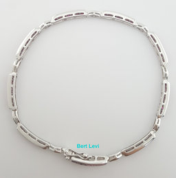 Ruby & Diamond 18k White Gold Bracelet 2 ct 7.25" Retail $4,495
