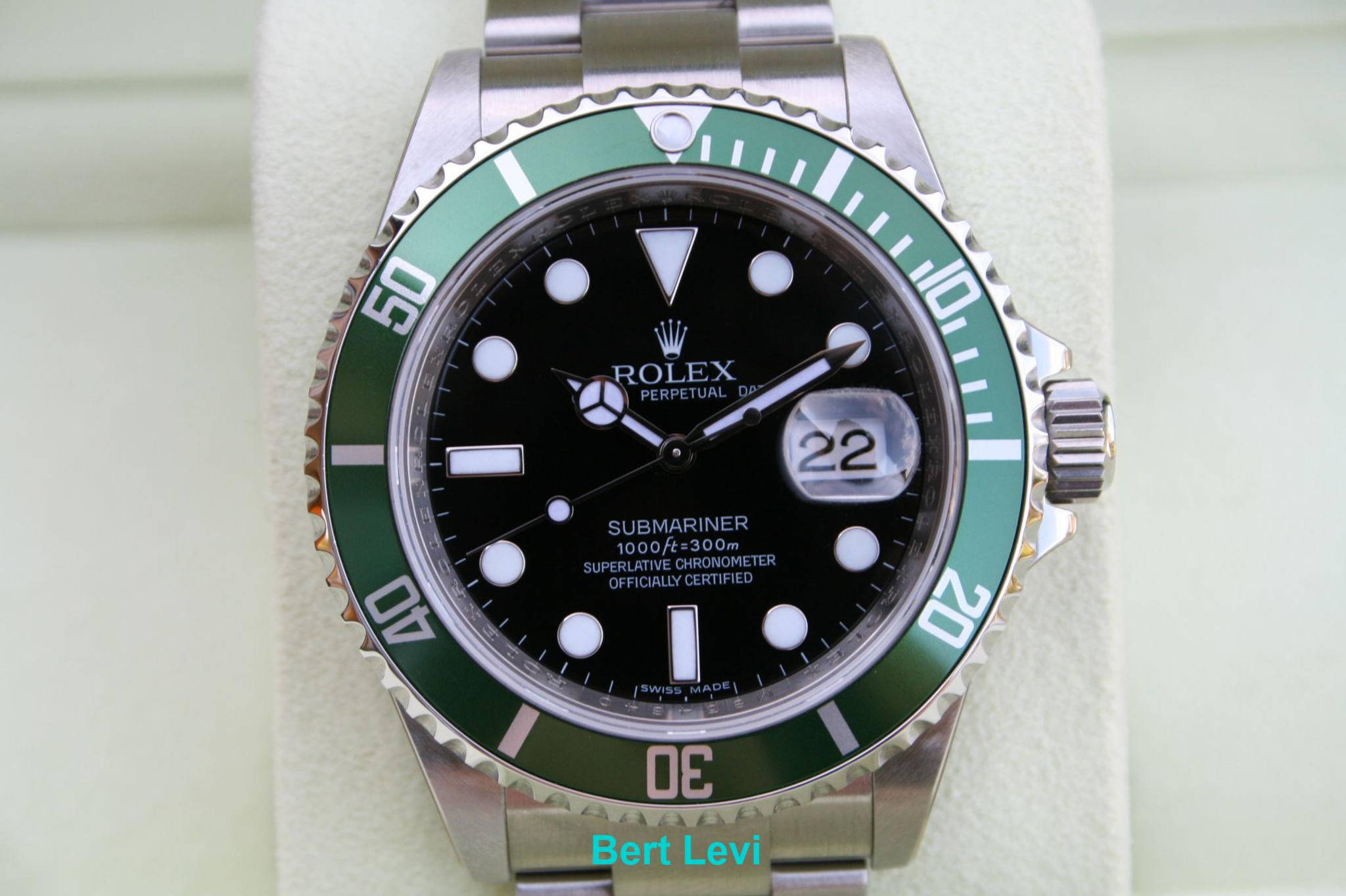 ROLEX SS GREEN SUBMARINER 16610LV 50TH ANNIVERSARY SUB LV M SERIAL NIB