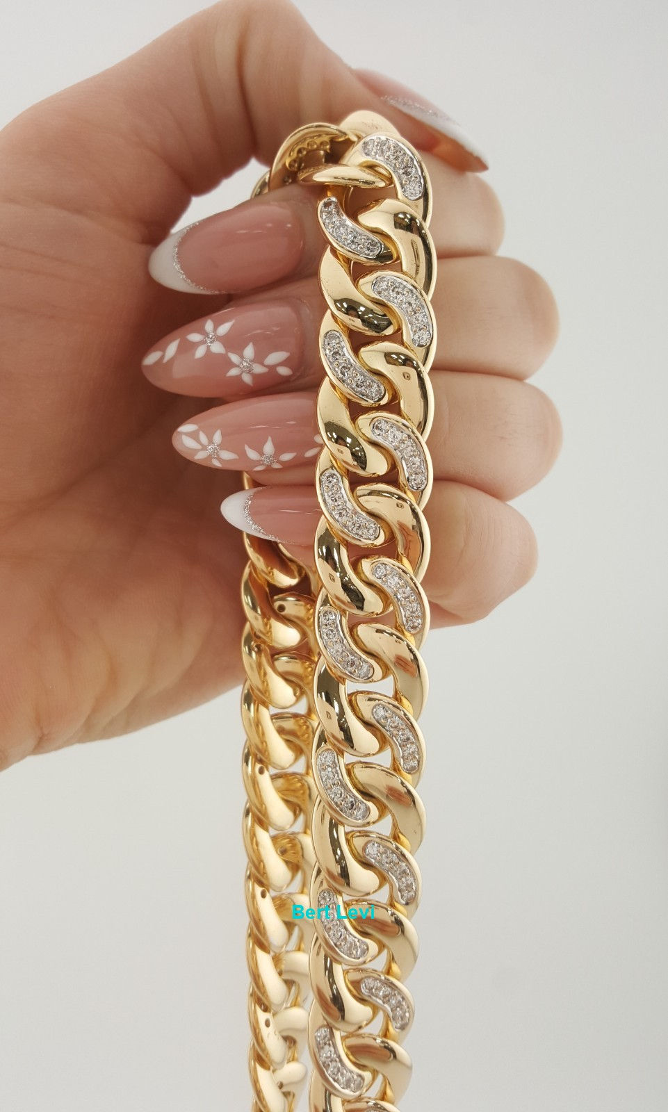 Thumbnail: Diamond Cuban Chain Necklace 6 ct 18K Yellow Gold Germany 13.5 mm 244.5 Grams