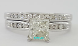 1.33 ct 14K White Gold Princess Diamond Engagement Ring Wedding Set Rtl $7000