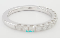 Half Circle Round Diamond Shared Prong Wedding Band 0.5 ct 14k White Gold 2.2 mm
