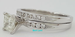 1.33 ct 14K White Gold Princess Diamond Engagement Ring Wedding Set Rtl $7000