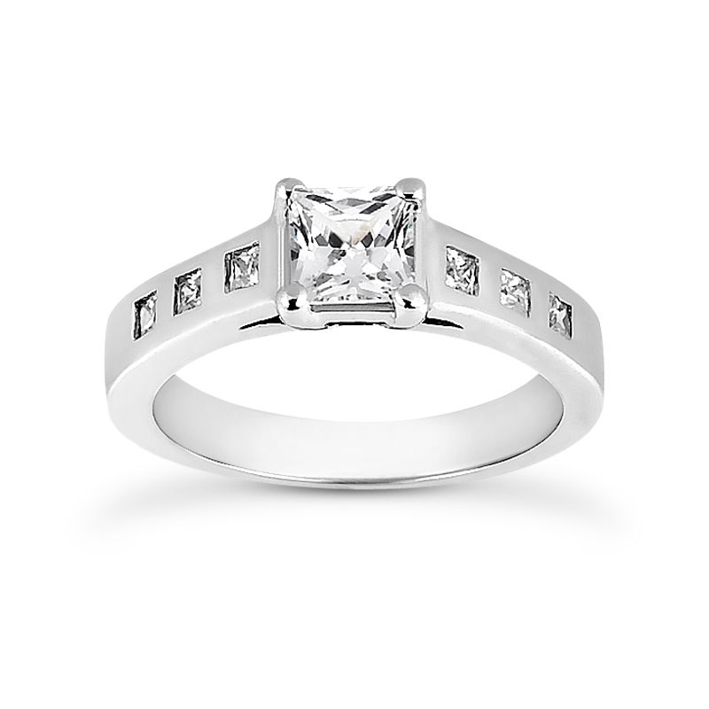 Ladies 14KT White Gold Platinum Fancy Engagement Ring ENR7667