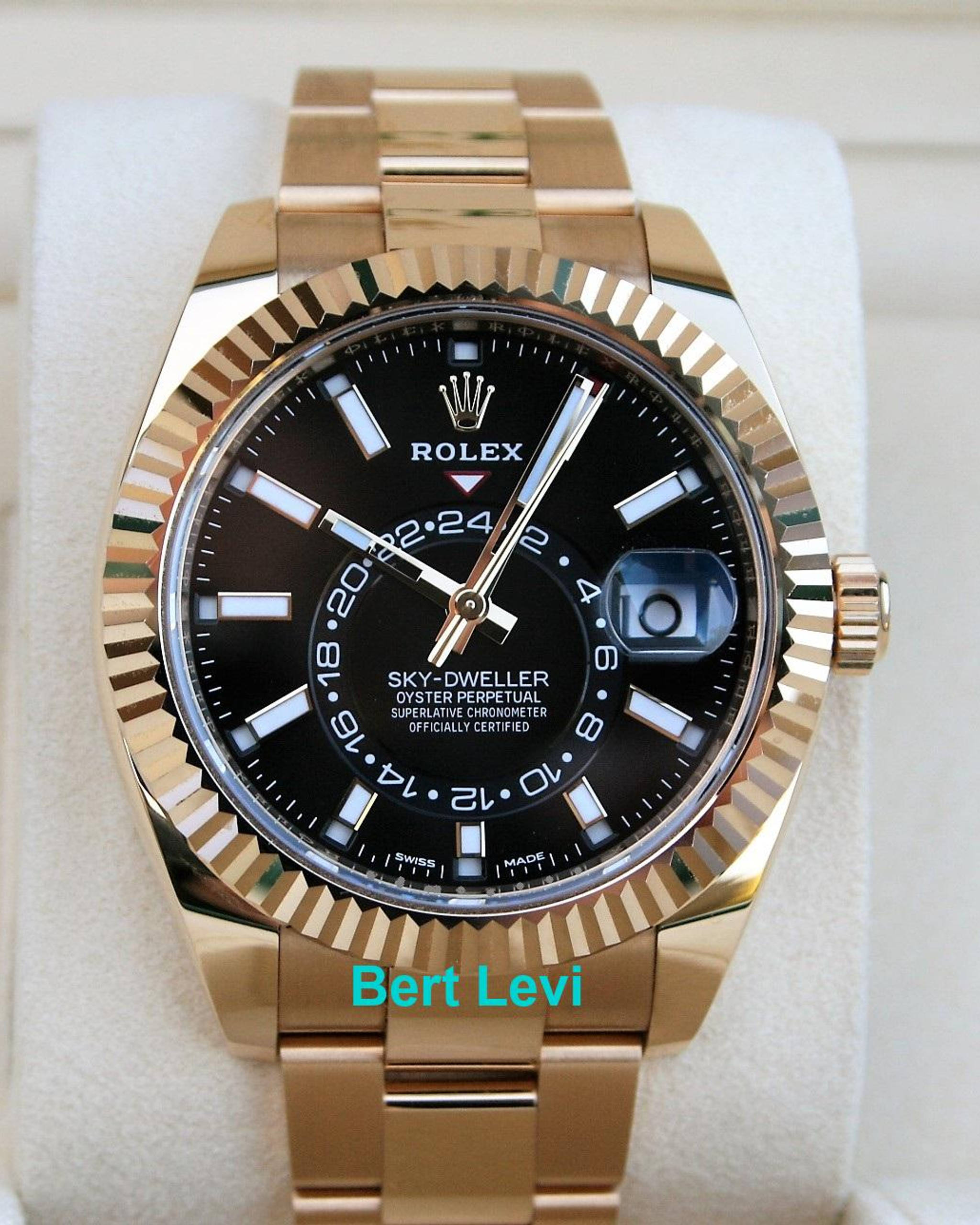 ROLEX 326938 SKY-DWELLER WATCH 18K BLACK DIAL