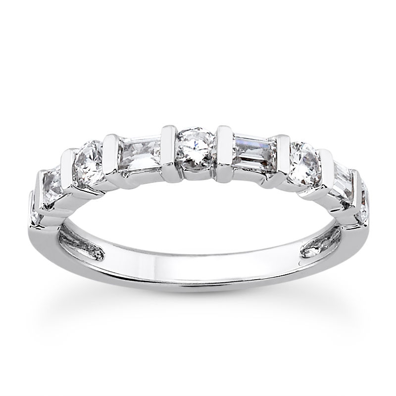 Ladies 14KT White Gold Platinum Diamond Wedding Band WB1413