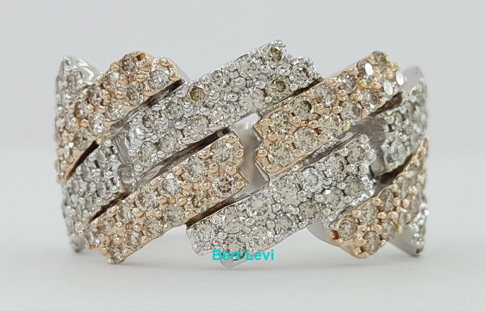 Diamond Pave Half Circle Cuban Link Gent's Ring 3.25 ct 10k Gold 4 Four Row