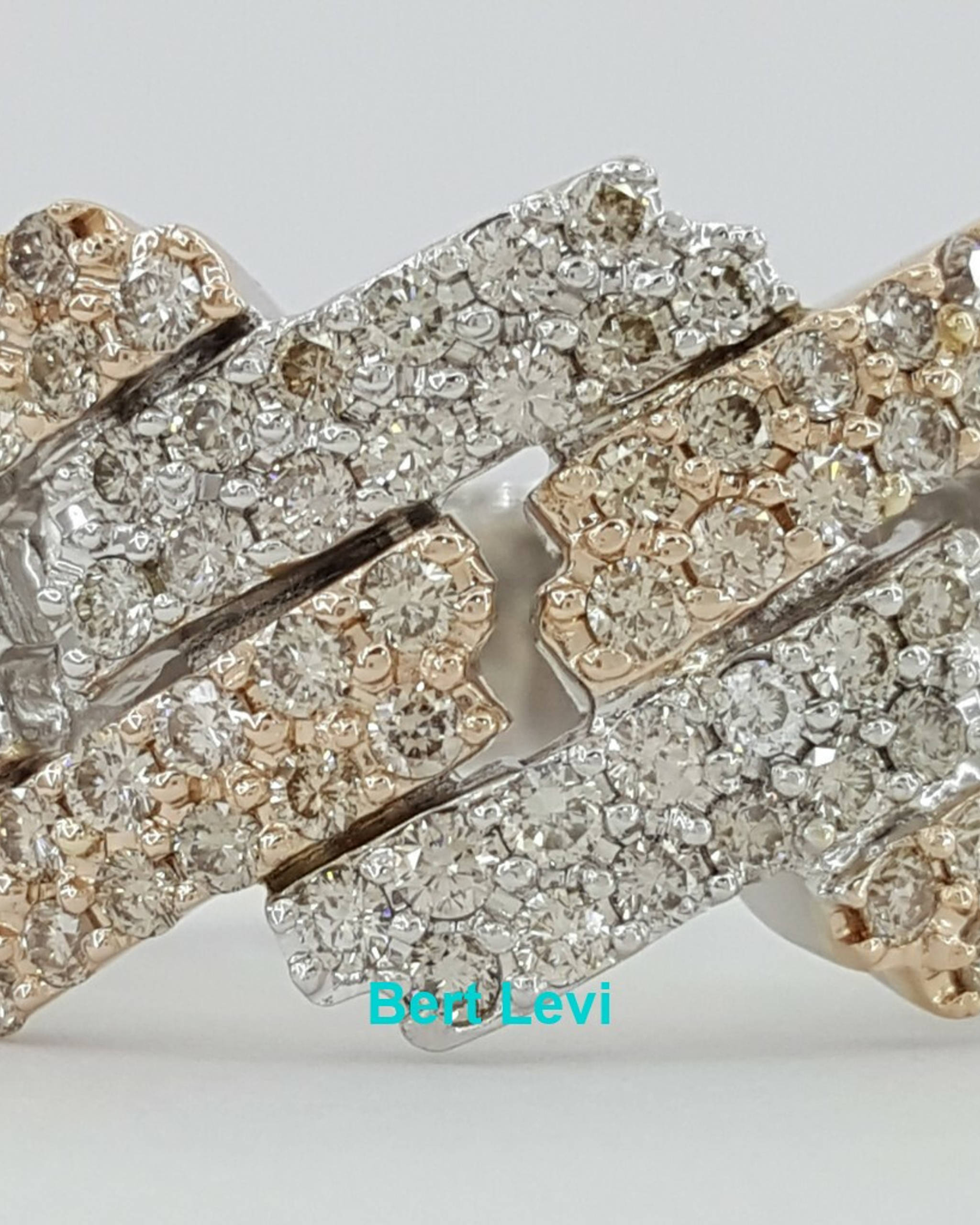 Diamond Pave Half Circle Cuban Link Gent's Ring 3.25 ct 10k Gold 4 Four Row