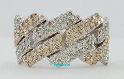 Diamond Pave Half Circle Cuban Link Gent's Ring 3.25 ct 10k Gold 4 Four Row