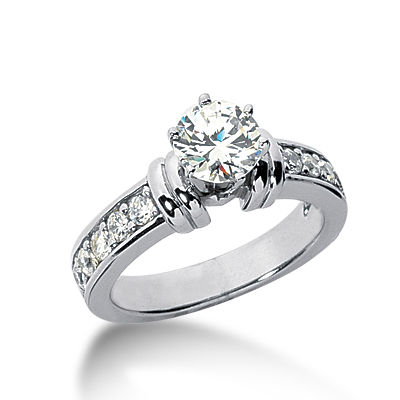 Ladies 14KT White Gold Platinum Fancy Engagement Ring ENR957