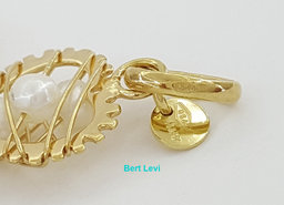 Flower Cross Pendant 14k Yellow Gold Pearl 36.7mm (1.44") 4.3 Grams