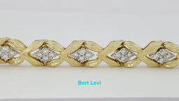 Vintage 1.76 ct Round Cut Diamonds 14K Gold Ribbon Tennis Bracelet 31 Grams 6"