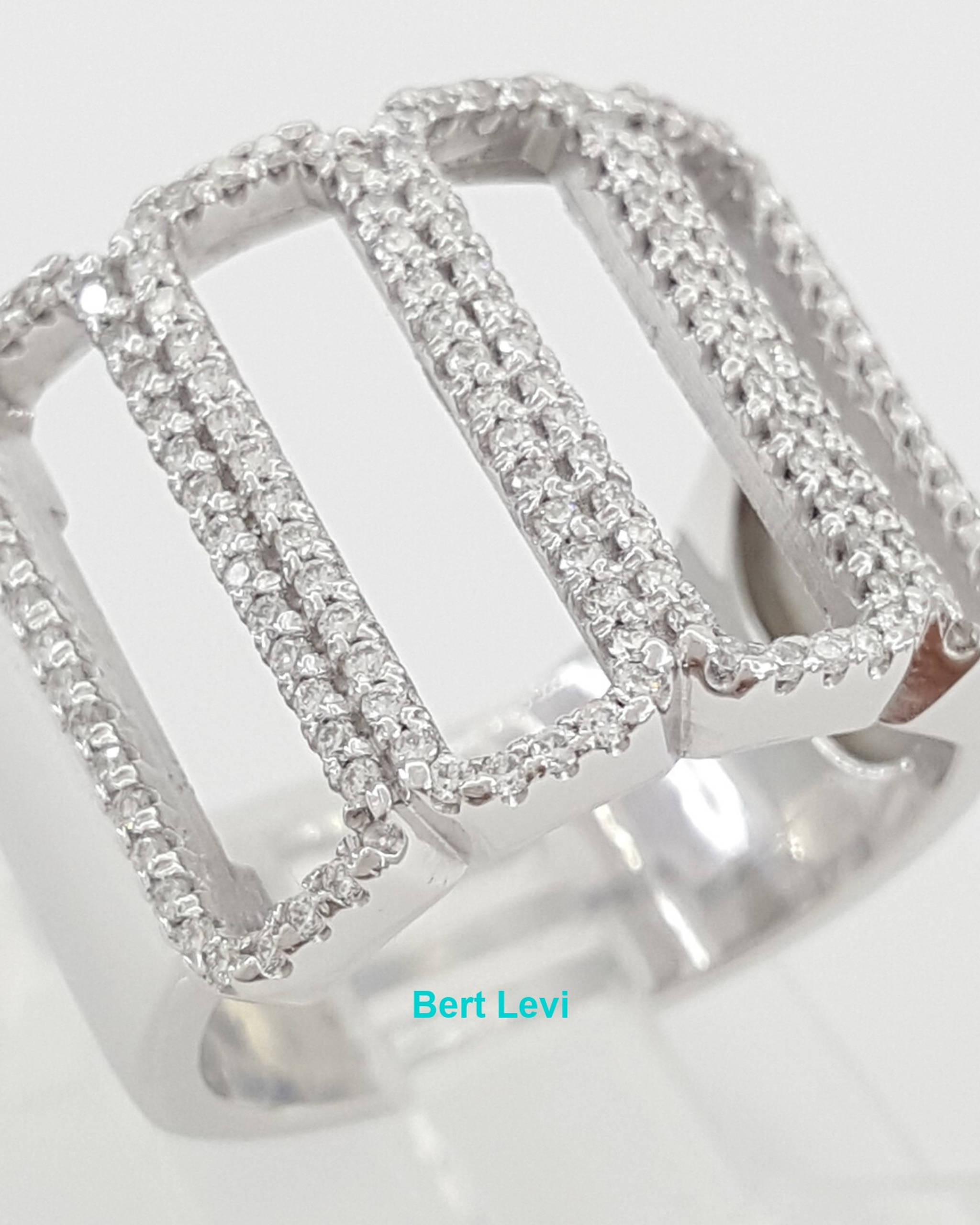 Diamond Open Work Pave Statement Ring 0.7 ct 14k White Gold 17mm Retail $3k