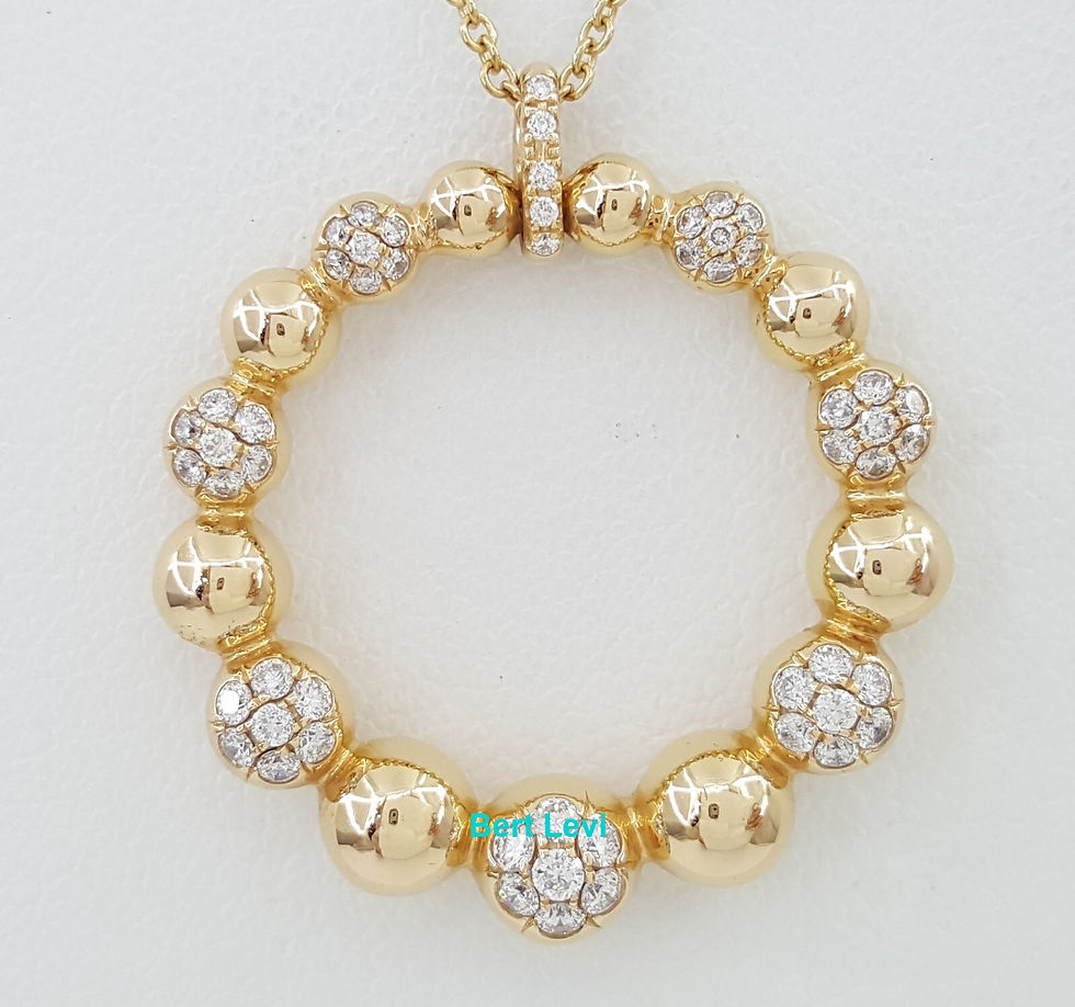 Thumbnail: Diamond Circle Pave Bead Necklace 18K Rose Gold Italy 0.4 ct 16'-18"