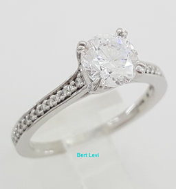Ritani 1RZ2493 Semi-Mount Diamond 0.17ct 18k White Gold Engagement Ring Rt $1785